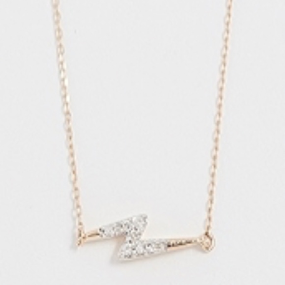 Adına Reyter 14k Gold Pave Lightning Bolt Necklace - Picture 4 of 4